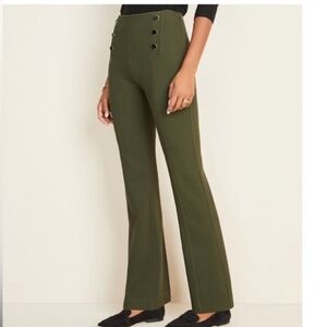 Ann Taylor Olive Sailor Style High-Waisted Flare Pants Size 8